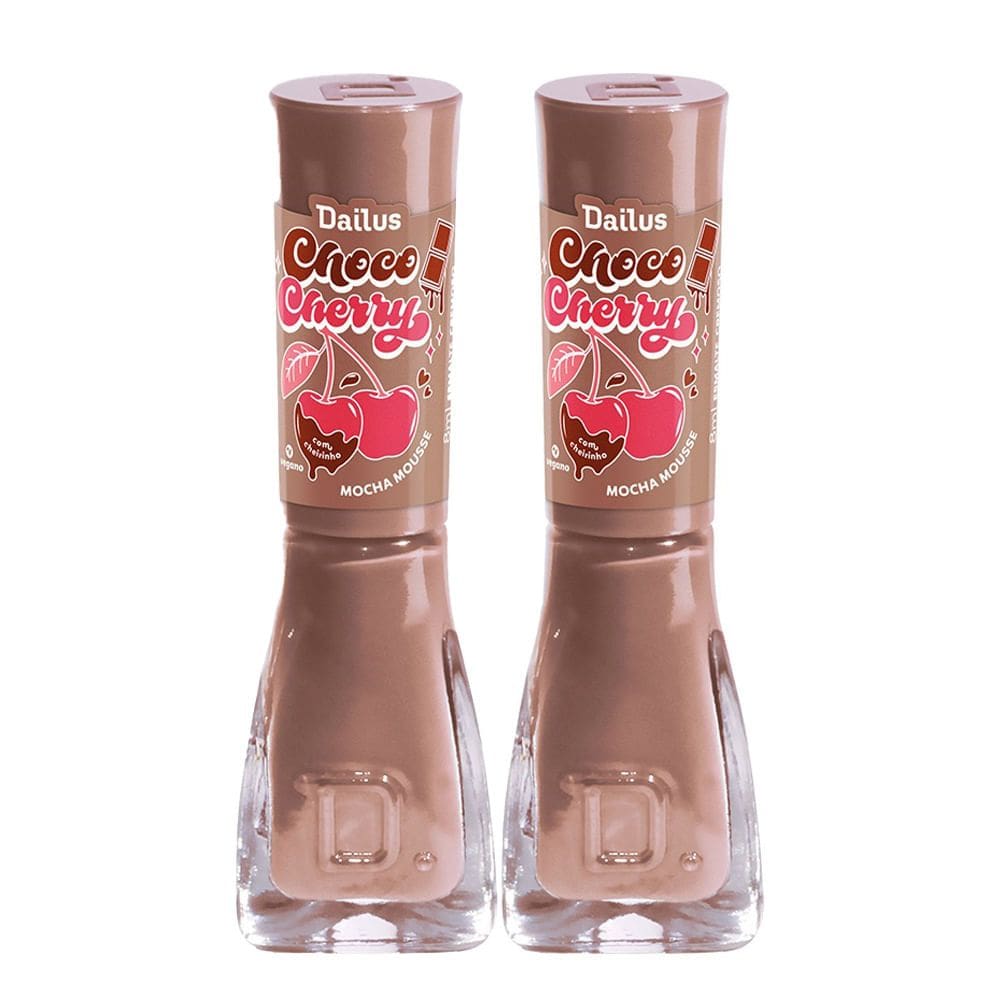 Kit 2 Esmalte Dailus Choco Cherry Cremoso Cor Mocha Mousse 8ml