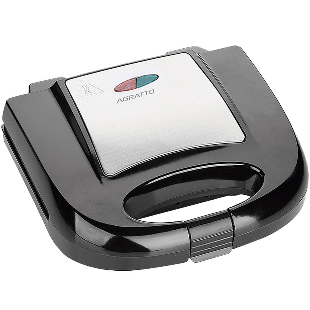 Sanduicheira e Grill Elétrica 750W Lanches Dupla Antiaderente Preta Inox 220V Agratto Sid