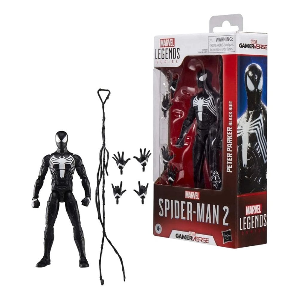 Spider-Man 2 Marvel Legends Series Gamerverse - SpiderMan Peter Parker Traje Preto - Hasbro