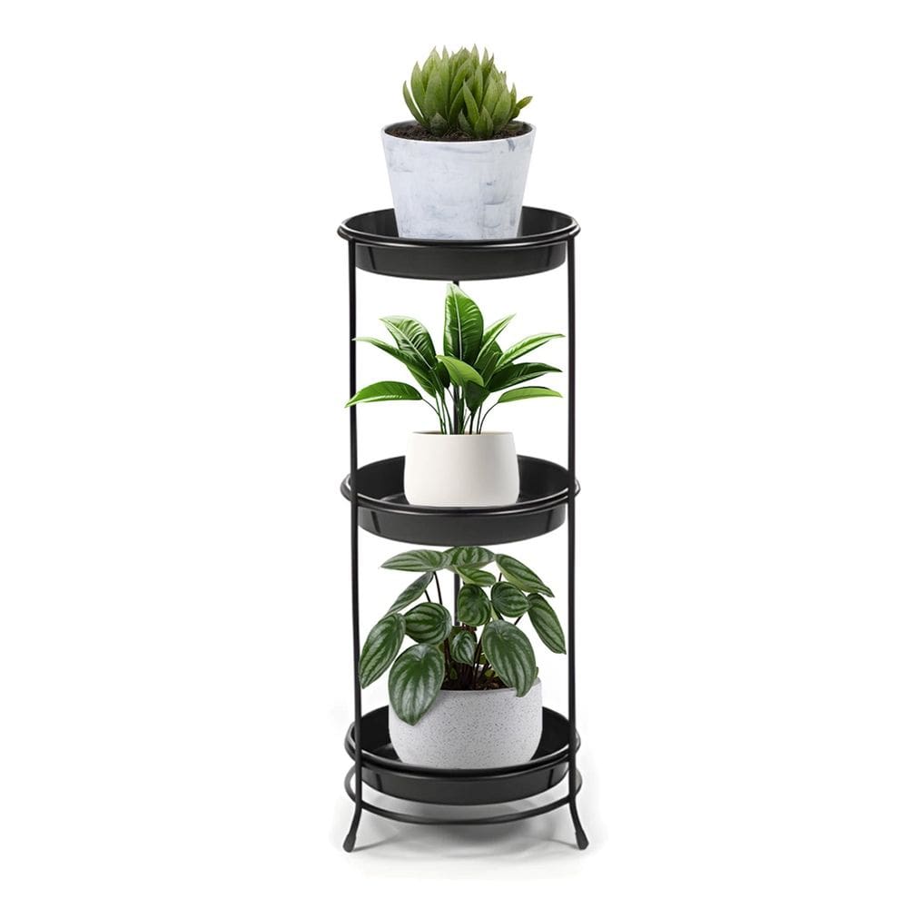 Suporte Aramado Preto para Vasos de Plantas 3 Bandejas Floreira - 102/5 Azzo