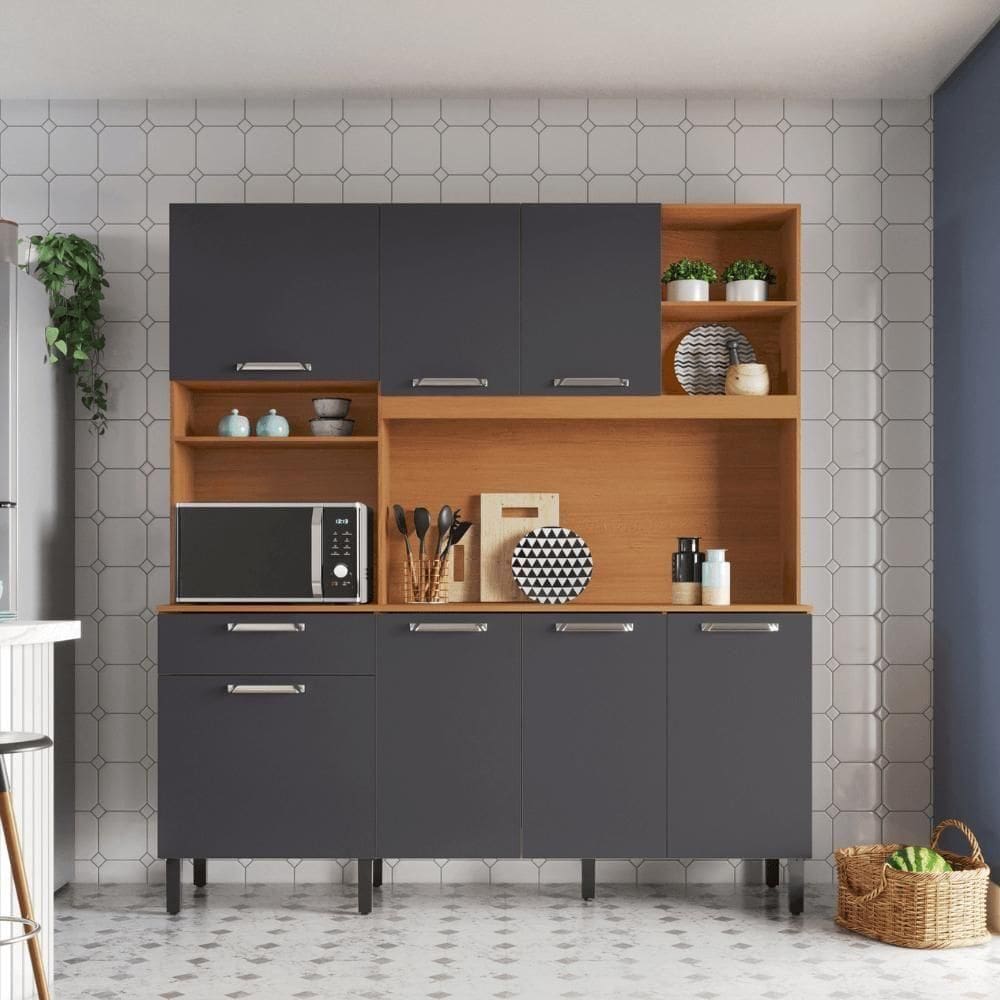 Cozinha Compacta Itatiaia Madri 180cm Em Madeira Cinamomo-grafite