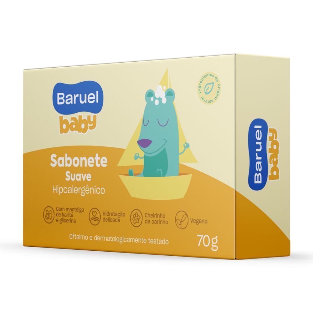 Sabonete Infantil Baruel Baby Suave Manteiga de Karité Glicerina 70g