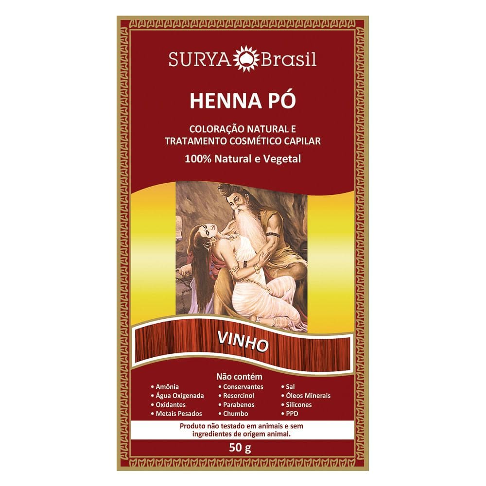 Henna Pó Surya Brasil Vinho Kit