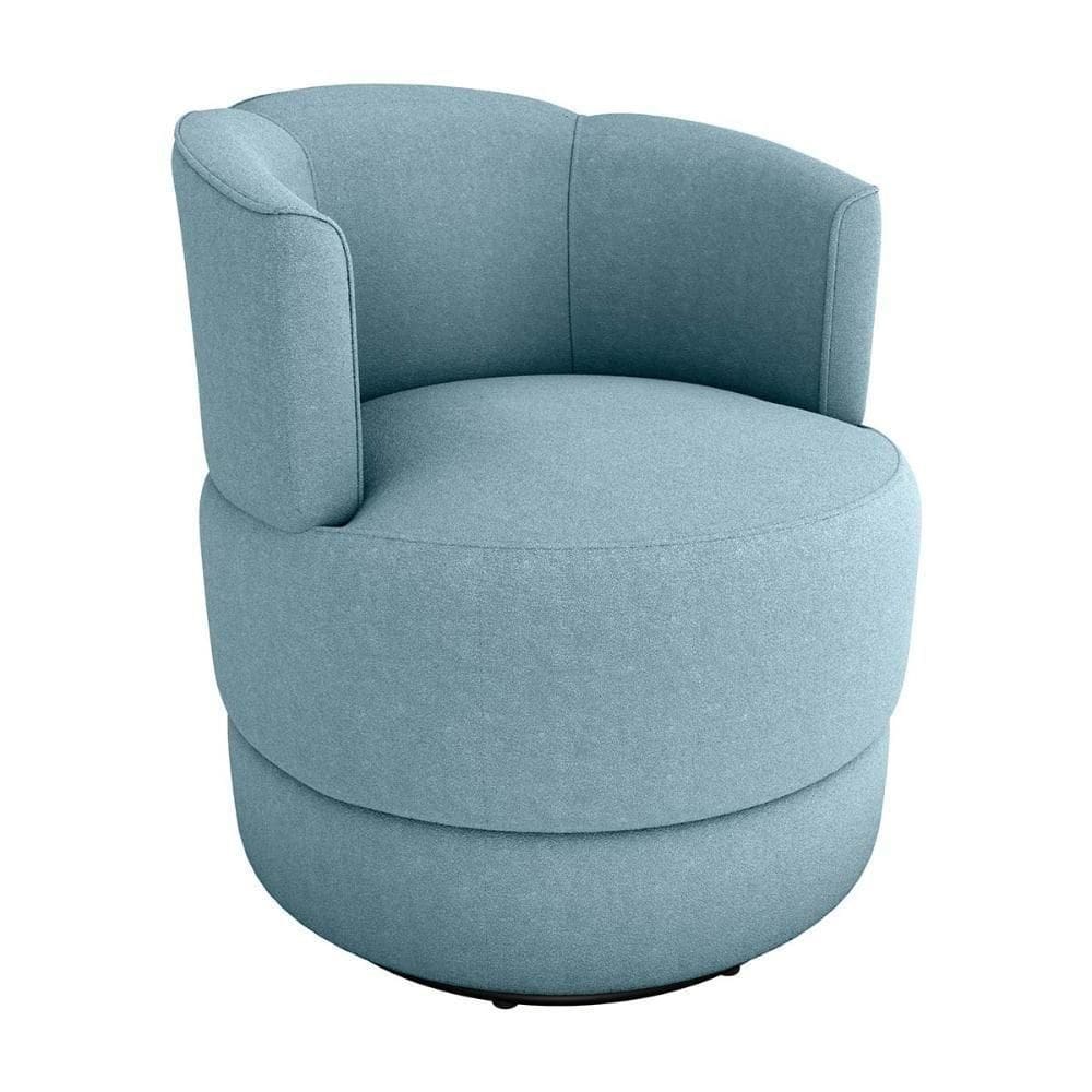 Poltrona Decorativa Giratória Base De Ferro Marselha Boucle Azul Matrix Boucle Azul