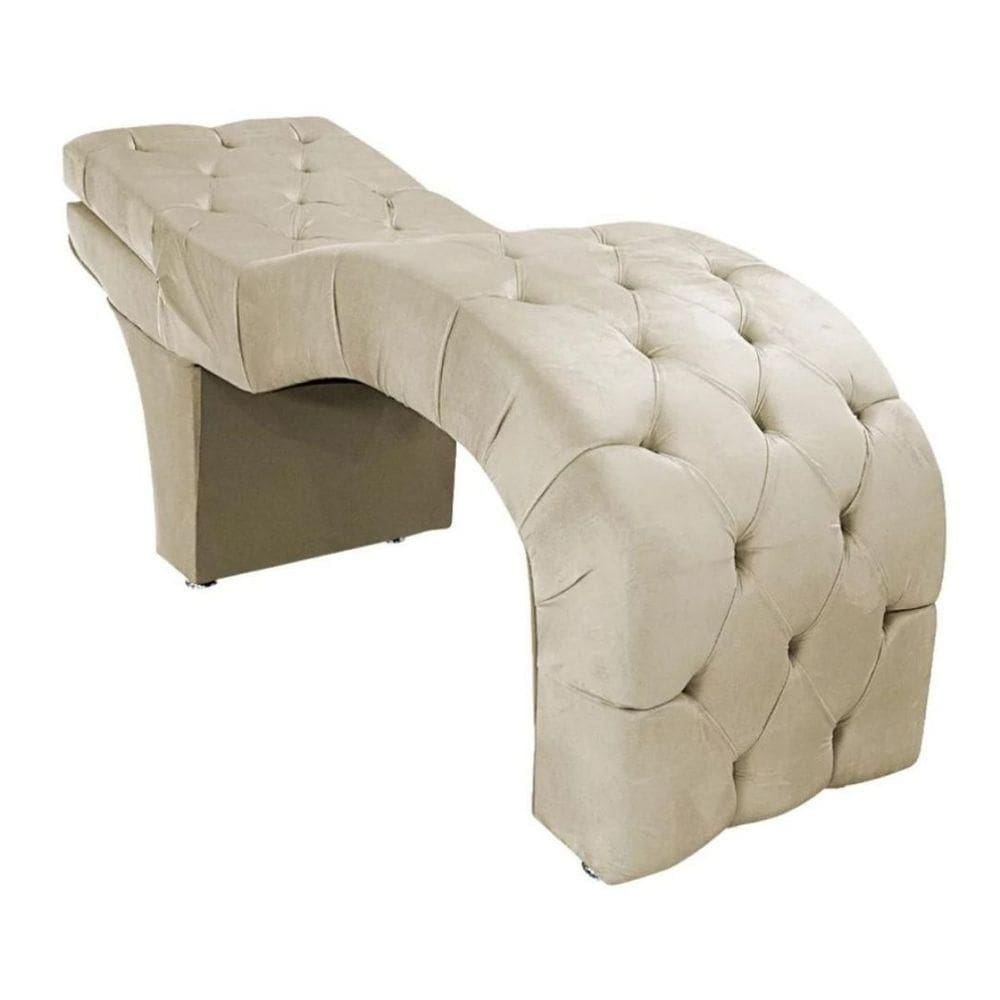 Maca Estética Estofada Reclinável Ergonômica Suede Eliana Cor:bege