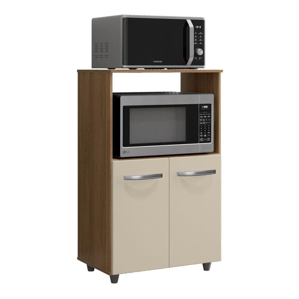 Armário Multiuso Cozinha Para Forno Micro-ondas Thaís 02 Portas Savana Off White - Abmaza