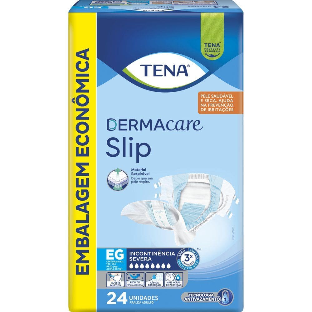 Fralda Geriátrica Tena Dermacare Slip Tamanho EG 24 Unidades Descartáveis
