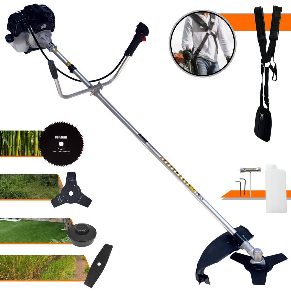 Roçadeira Lateral À Gasolina RT43LB25A Toyama 43cc 1,7HP Alta Rotação Completa 4 Em 1 Com Carretel + Faca 2 Pontas + Faca 3 Pontas + Faca 80 Dentes