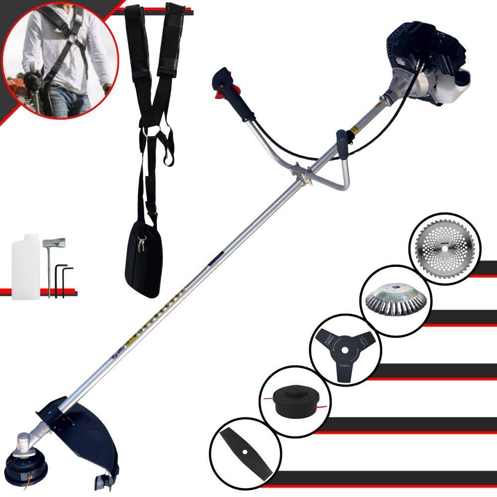 Roçadeira Com Sistema Anti-Vibração À Gasolina RT43LB25A 43cc 1,7HP Com Carretel e Faca 2 Pontas + Faca 3 Pontas, Faca 40 Dentes Vídea e Escova de Aço