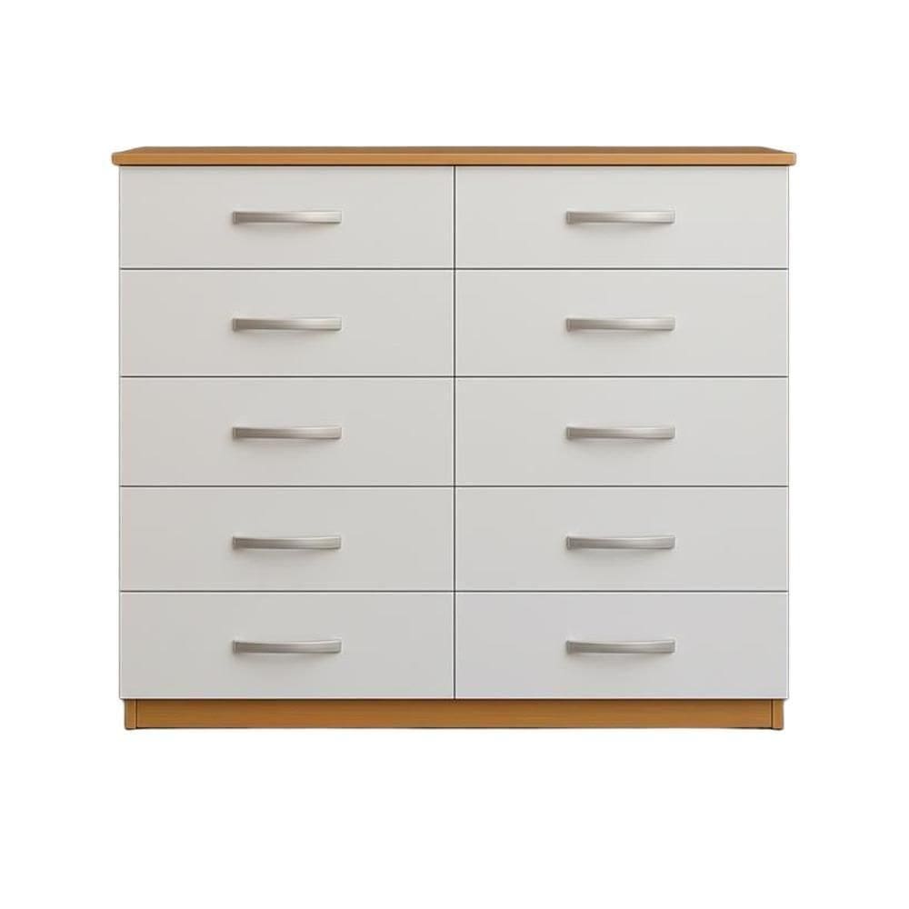 Cômoda Marbela - 10 Gavetas Com Puxadores Cromados Demolição / Branco - Evidência Móveis Demolição / Branco