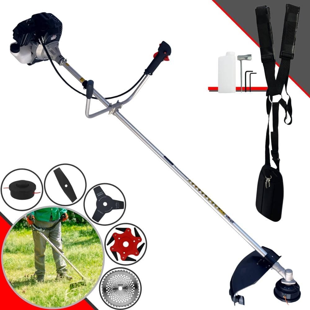 Roçadeira Toyama RT43LB-25A À Gasolina 1,7HP 43cc Com Lâmina Facão + Lâmina 3 Pontas + Lâmina 6 Pontas + Lâmina 40 Dentes de Vídea + Carretel de Nylon