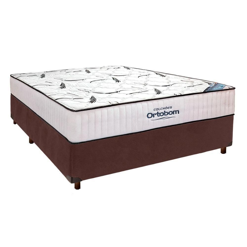 Cama Box Cinza + Colchão Casal High Foam Ortobom