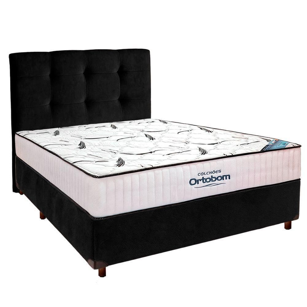 Box Bau Blindado Marrom + Colchão Queen High Foam Ortobom