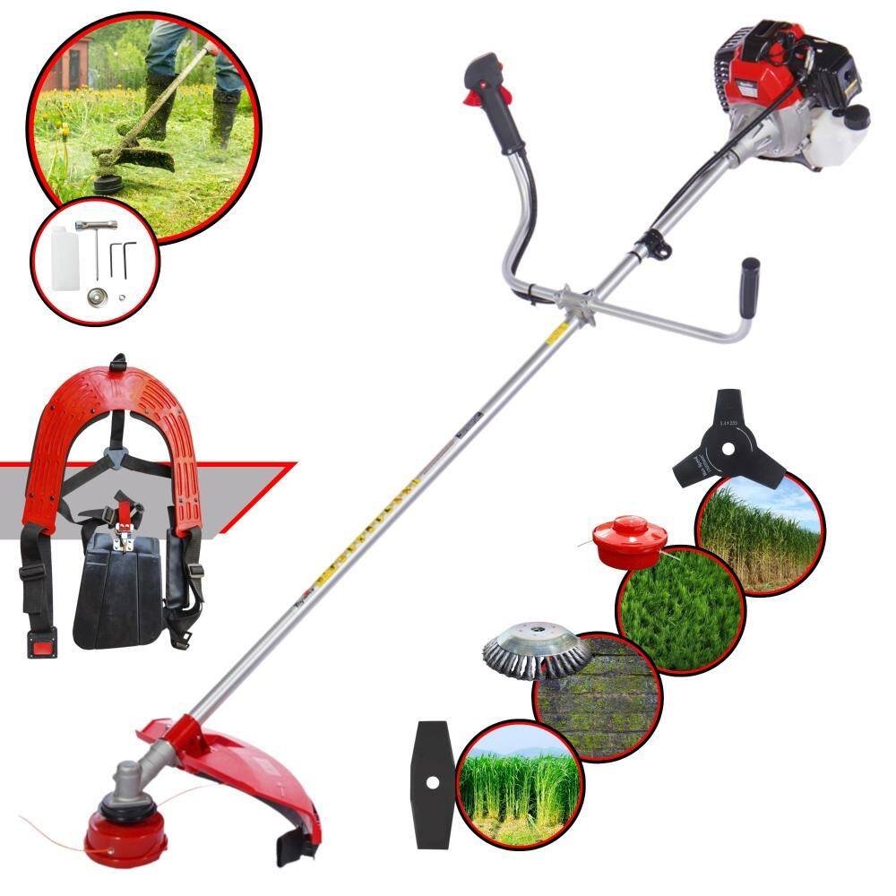 Roçadeira Profissional Toyama RT52L Motor 2 Tempos 52cc 10.000rpm 2HP de Potência Com Carretel Nylon e Faca 3 Pontas + Faca 2 Pontas + Escova de Aço