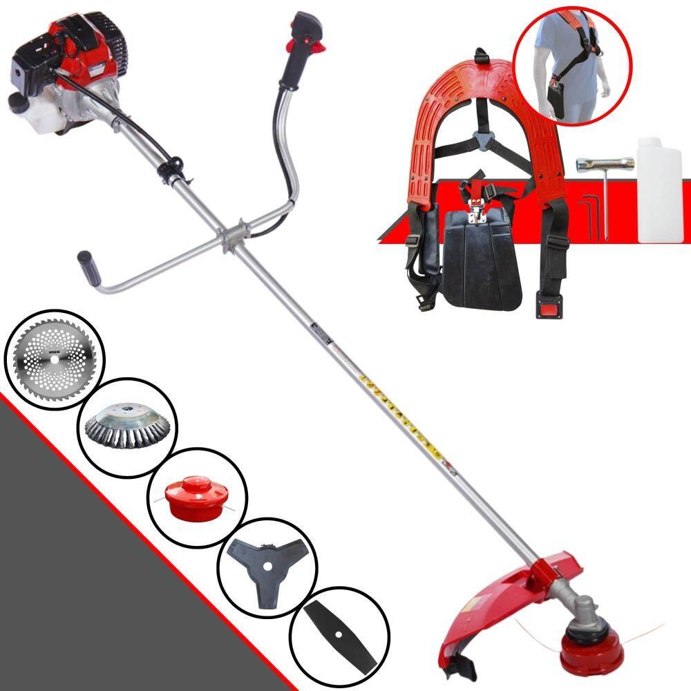 Roçadeira Robusta Toyama RT52-L À Gasolina 2T 52cc 10.000rpm 2HP Com Kit 3 Lâminas de Corte, Carretel de Nylon e Escova de Aço Circular 38 Cerdas