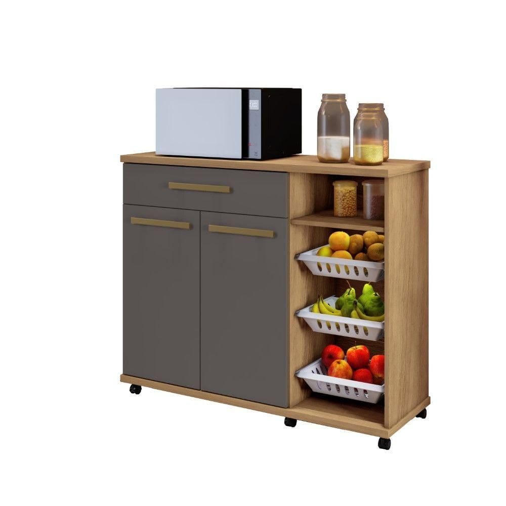 Armário De Cozinha Com Fruteira Salinas Arte Móveis Cinamomo/grafite