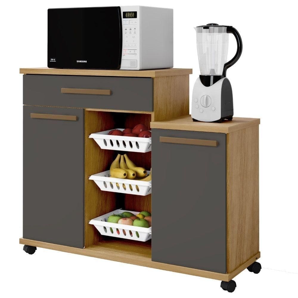 Armário De Cozinha Com Fruteira Teresina Arte Móveis Cinamomo/grafite