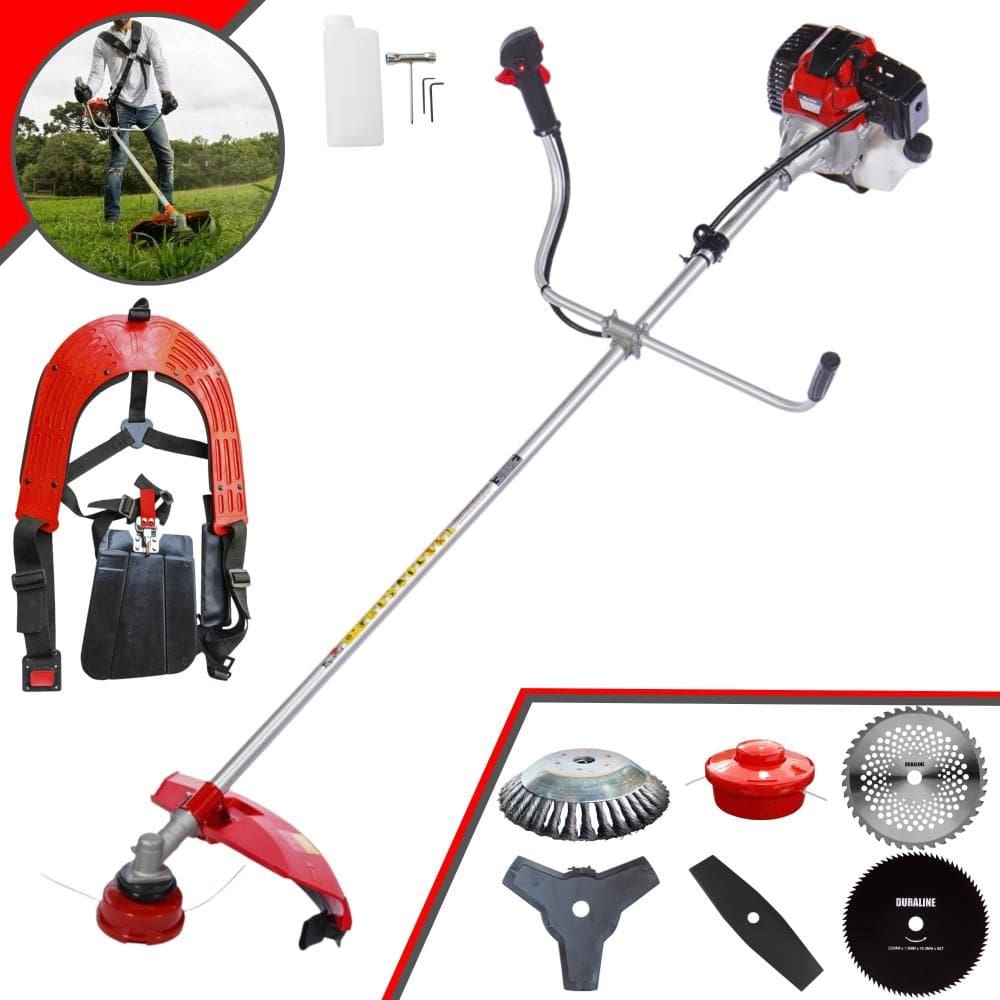 Máquina de Cortar Grama Lateral À Gasolina 2T Toyama RT52L 52cc 2HP de Potência 10.000rpm Roçadeira Multifuncional Completa Com 6 Opções de Cortes