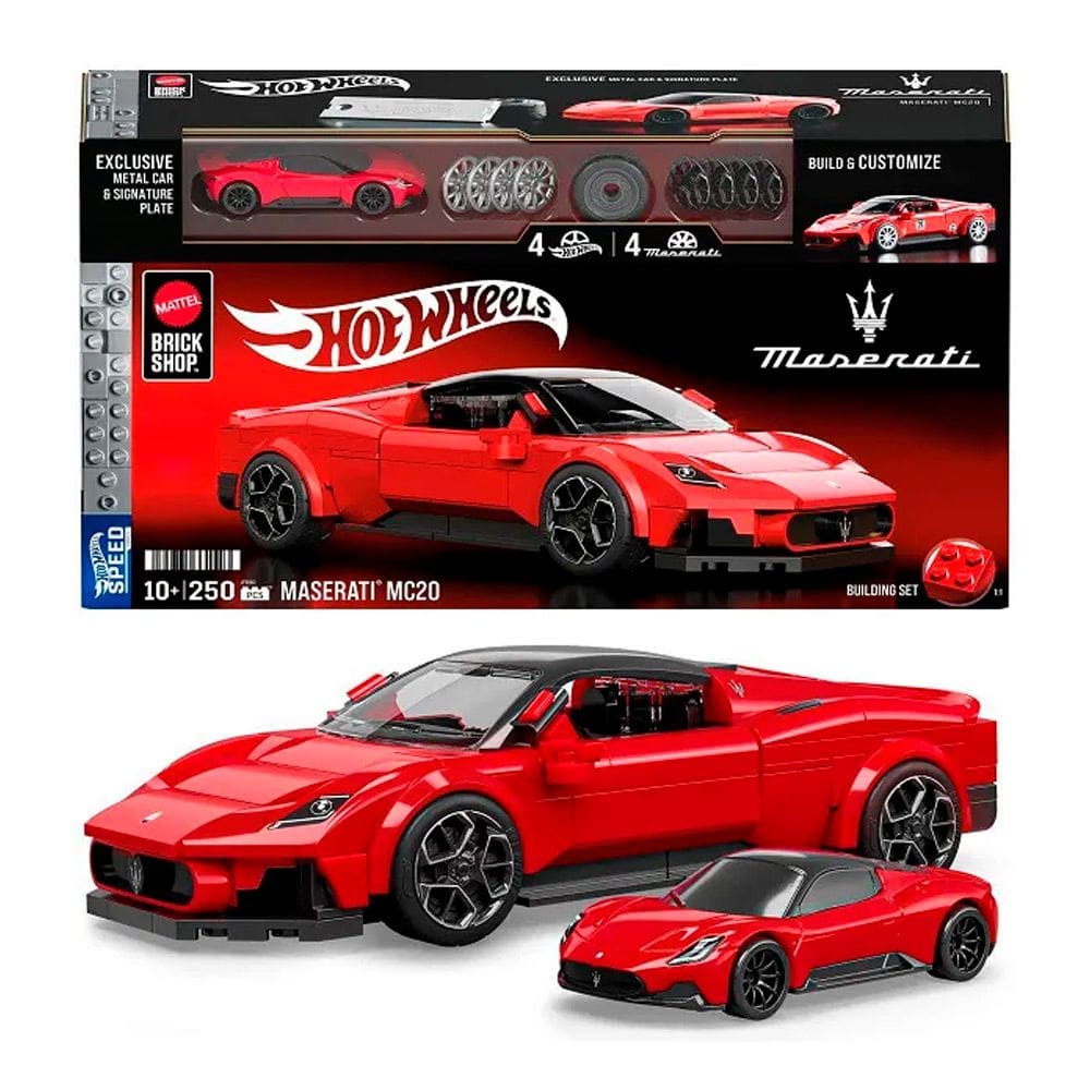 Hot Wheels Brick Shop Elite Maserati MC20 1:32 Blocos de Montar com 250 pçs JFR90 - Mattel
