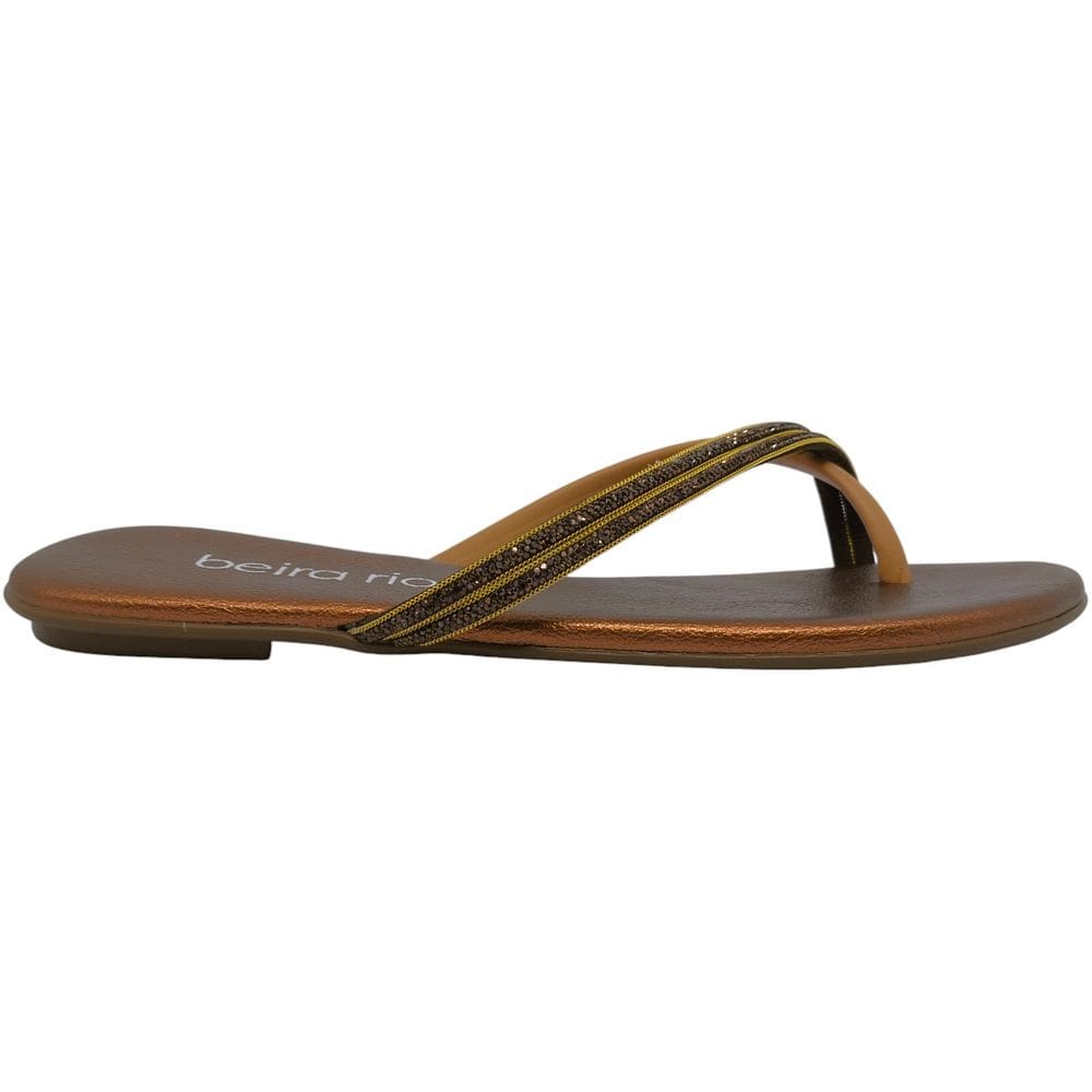 Rasteirinha Feminina Casual Dia a Dia Passeio Verão Conforto Tira com Strass Beira Rio 8384.772