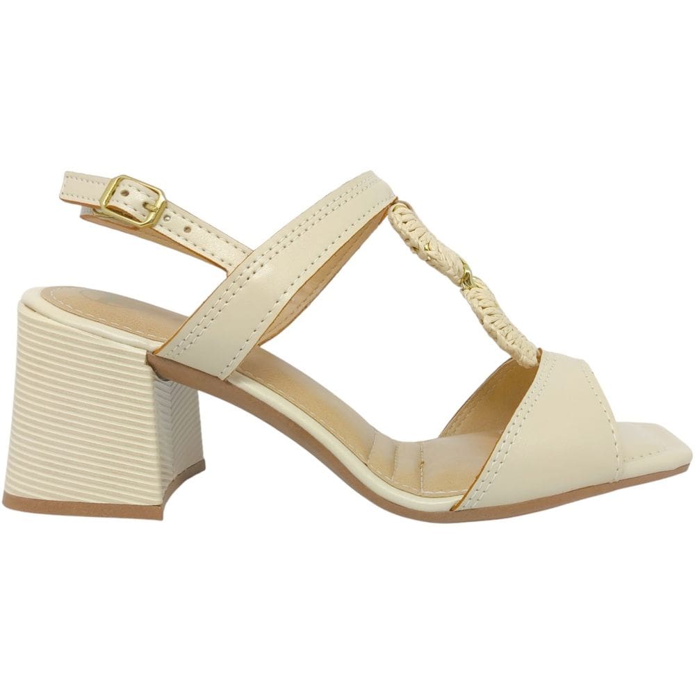 Sandália Feminina Casual Social Dia a Dia Passeio Trabalho Festa Chique Salto Médio Grosso Conforto Tanara T9164