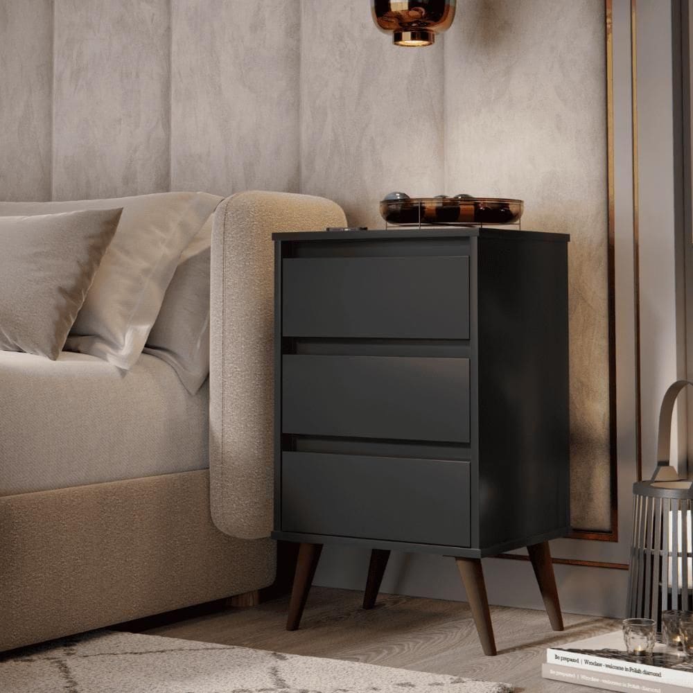 Mesa De Cabeceira Alecrim Retrô Preto