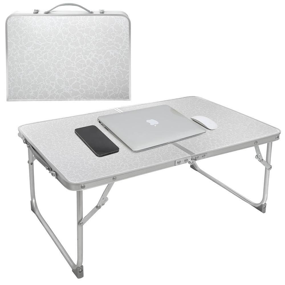 Mesa Dobravel Sofa Cama Notebook Aluminio Vira Maleta Portatil Suporte Home Office Refeicao Estudos Tampo Madeira Luxo