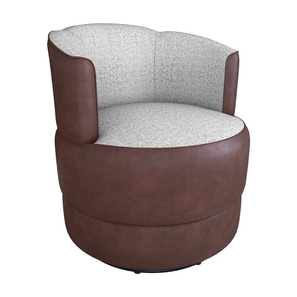 Poltrona Decorativa Giratória Base De Ferro Marselha Sintetico Rustico Linho Cinza Matrix Sintetico Rustico Linho Cinza