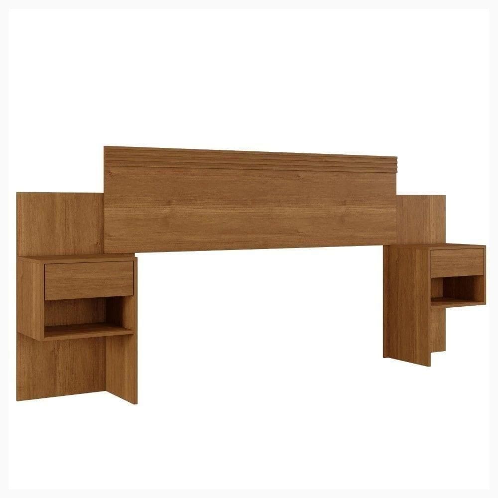 Cabeceira Casal Master Extensível Com Mesa De Cabeceira Benetil Cinamono