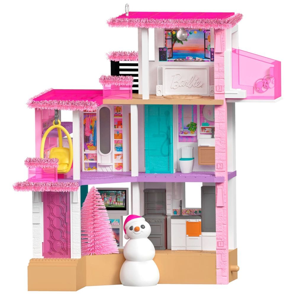 Adorno Musical Barbie Merriest Dreamhouse Hallmark Keepsake 2025 con Luz 11x13x8 cm