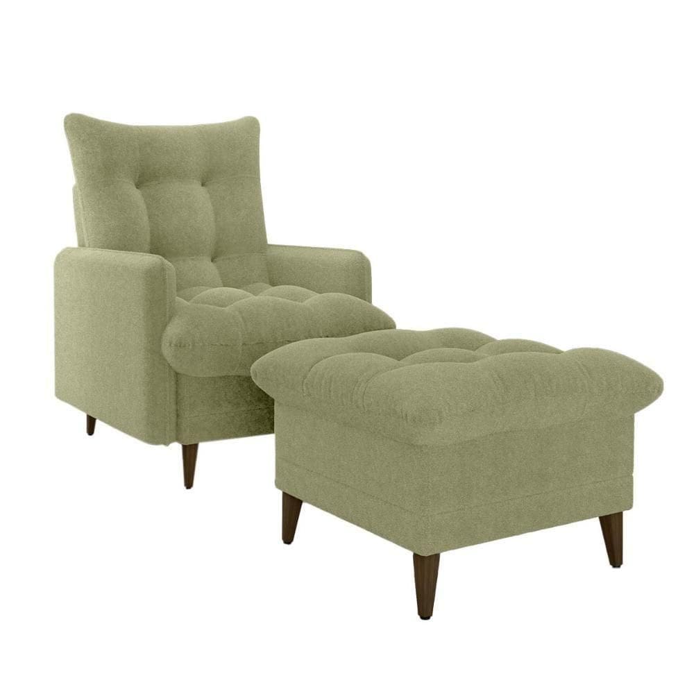 Poltrona De Amamentação Com Puff Montreal Boucle Oliva Matrix Boucle Oliva