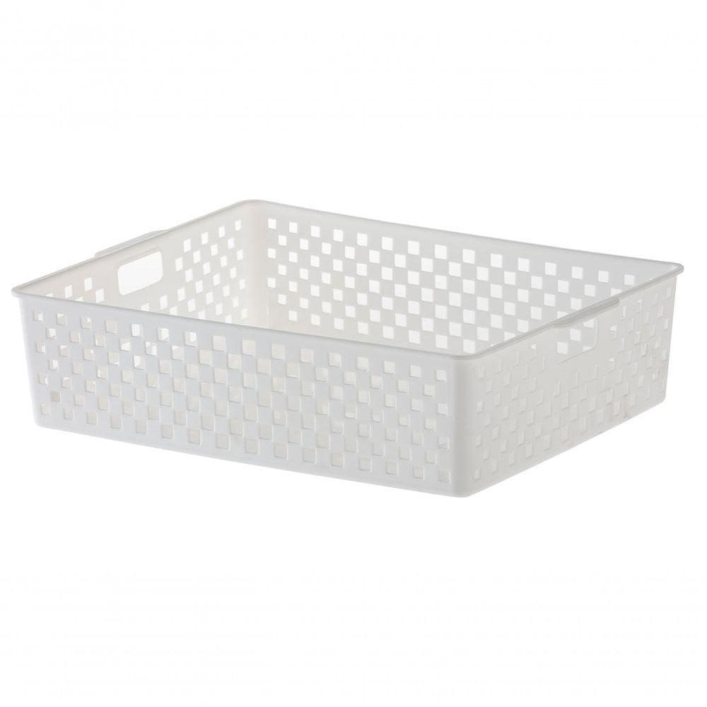 Caixa Cesto Organizador Quadratta 34x27x9cm Branco