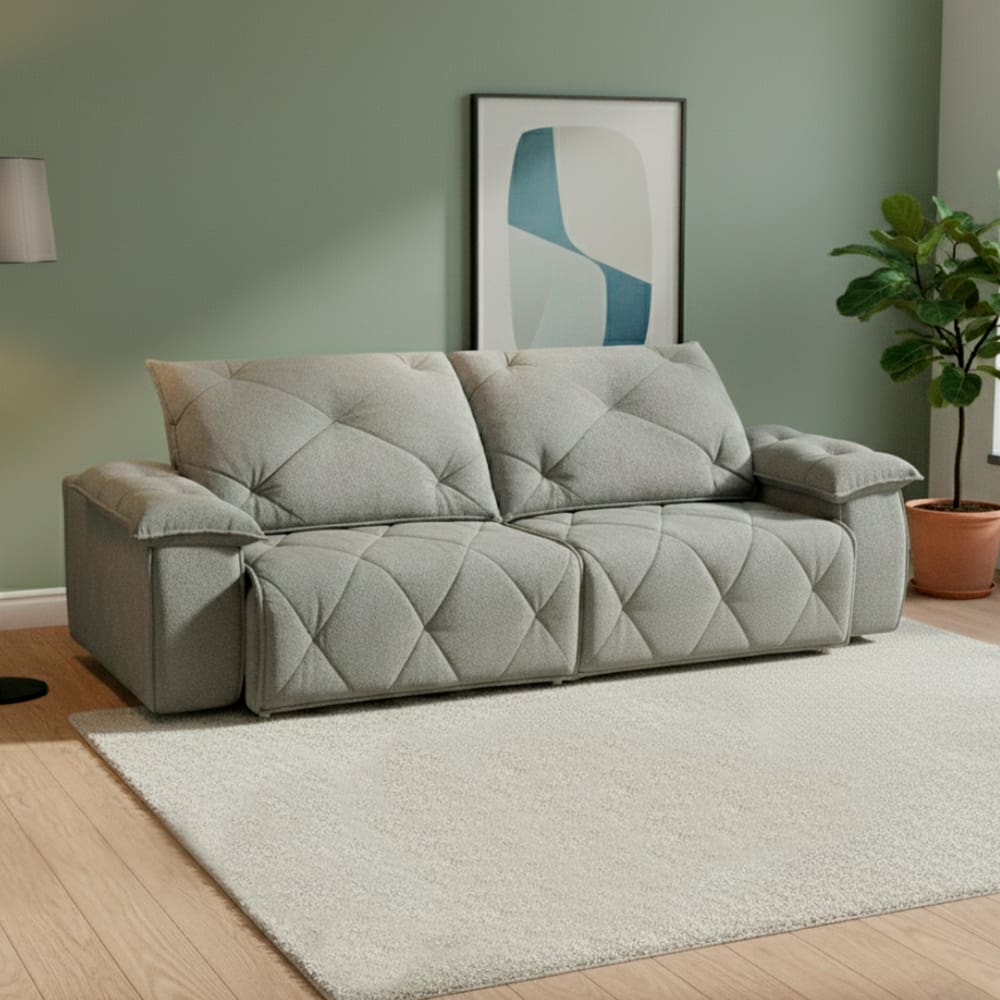 Sofá 210cm retratil e reclinavel 4 lugares Texas Nevoa