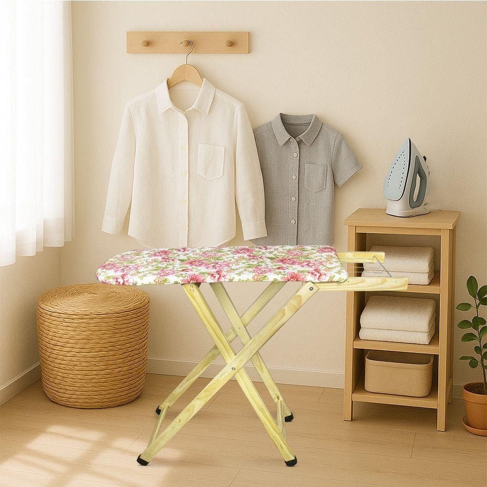 Tábua De Passar Roupa Dobrável De Madeira Layla 2 Níveis Estampada Rosa G02 - D`rossi