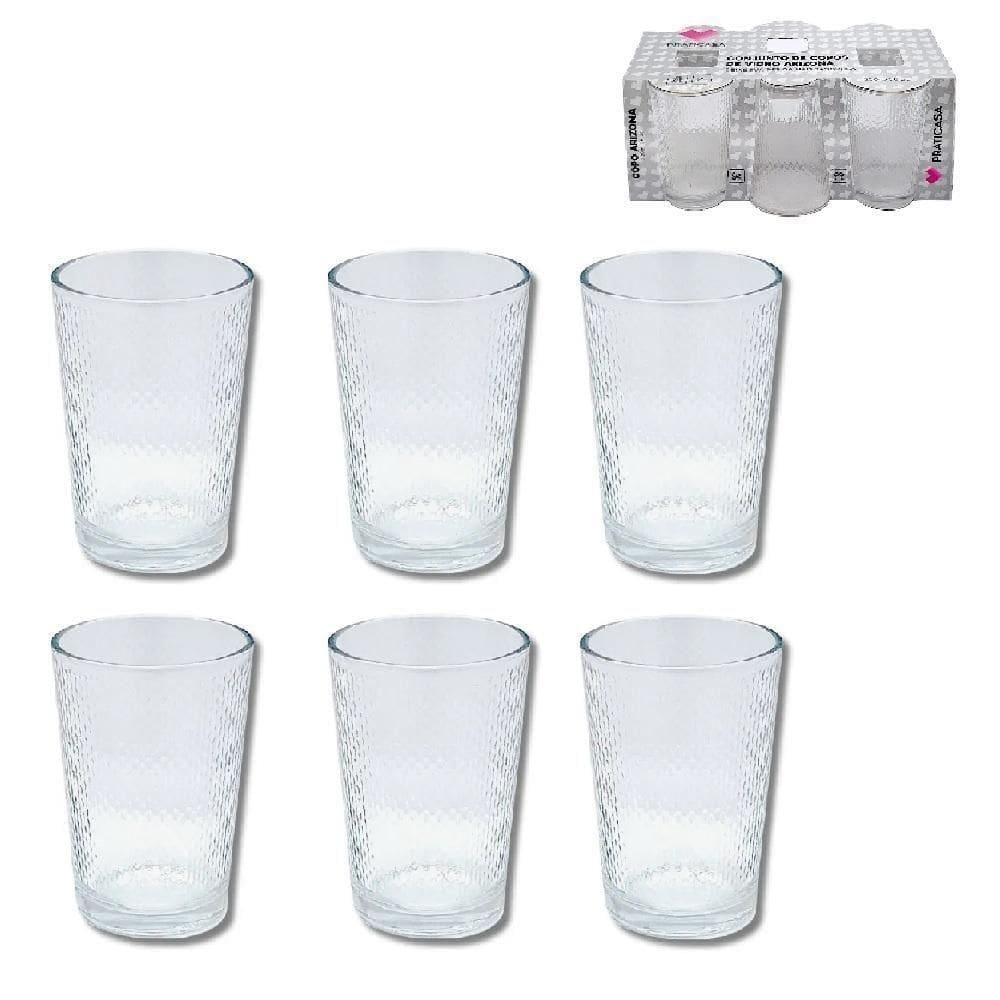 Kit Jogo 6 Copo Vidro Bebidas Agua Suco Cerveja Drinks 200ml Diamond Bar Restaurante Baixo Multiuso Conjunto Redondo