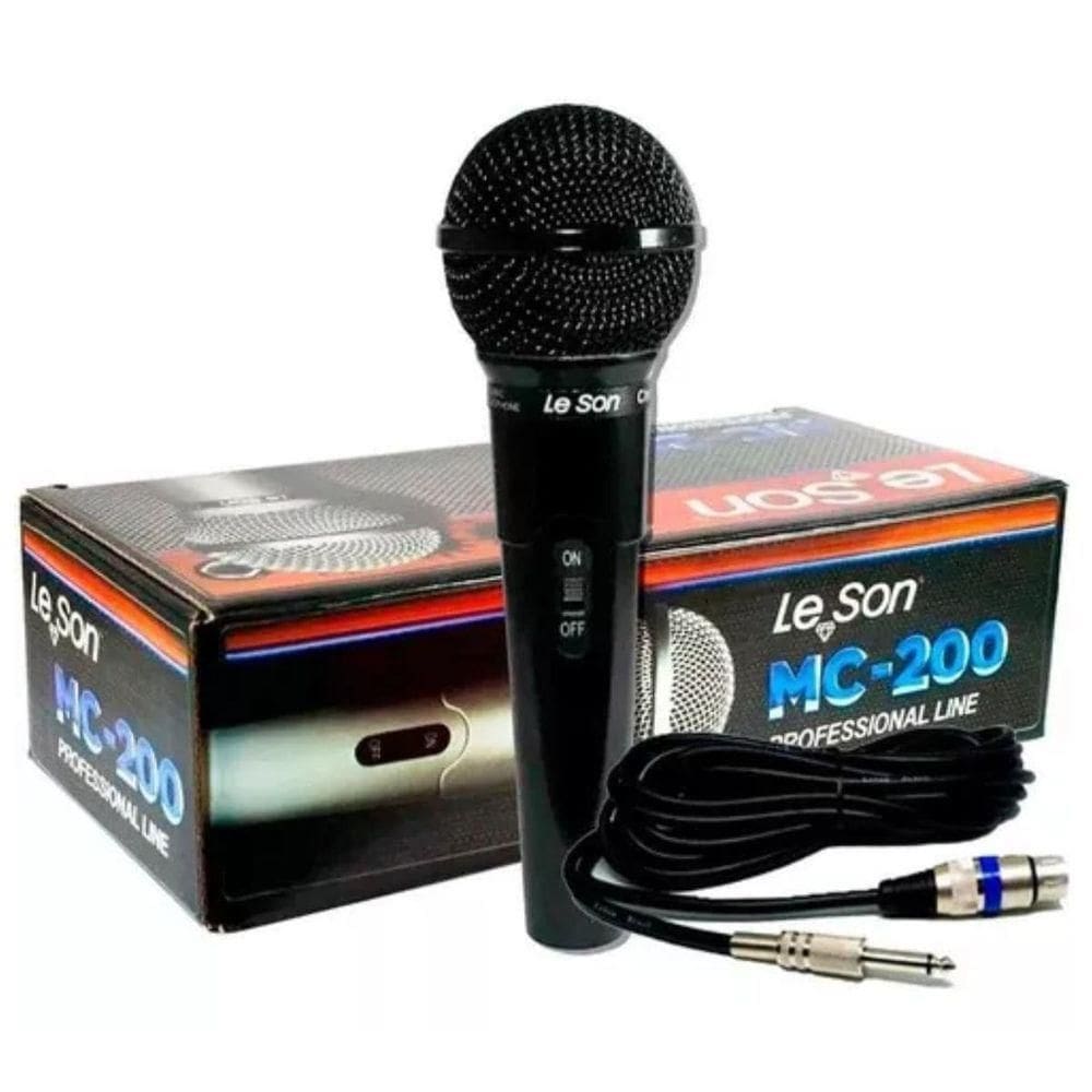 Microfone Leson Mc-200 Dinamico Profissional Preto Brilhante