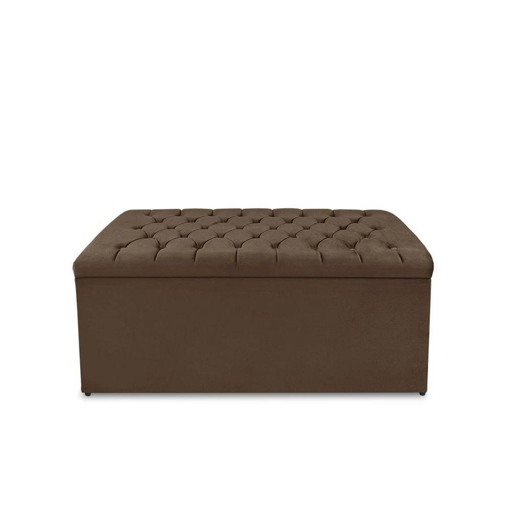 Calçadeira Baú Estofada Dunas Queen 160 Cm - Veludo Marrom