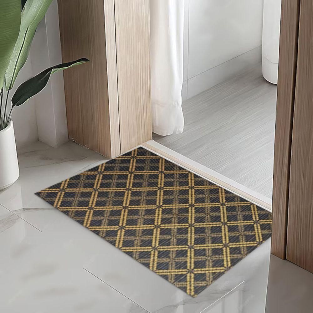 Tapete Passadeira Capacho Emborrachada Antiderrap. 0,65x1,00 Geometric Azul Laranja