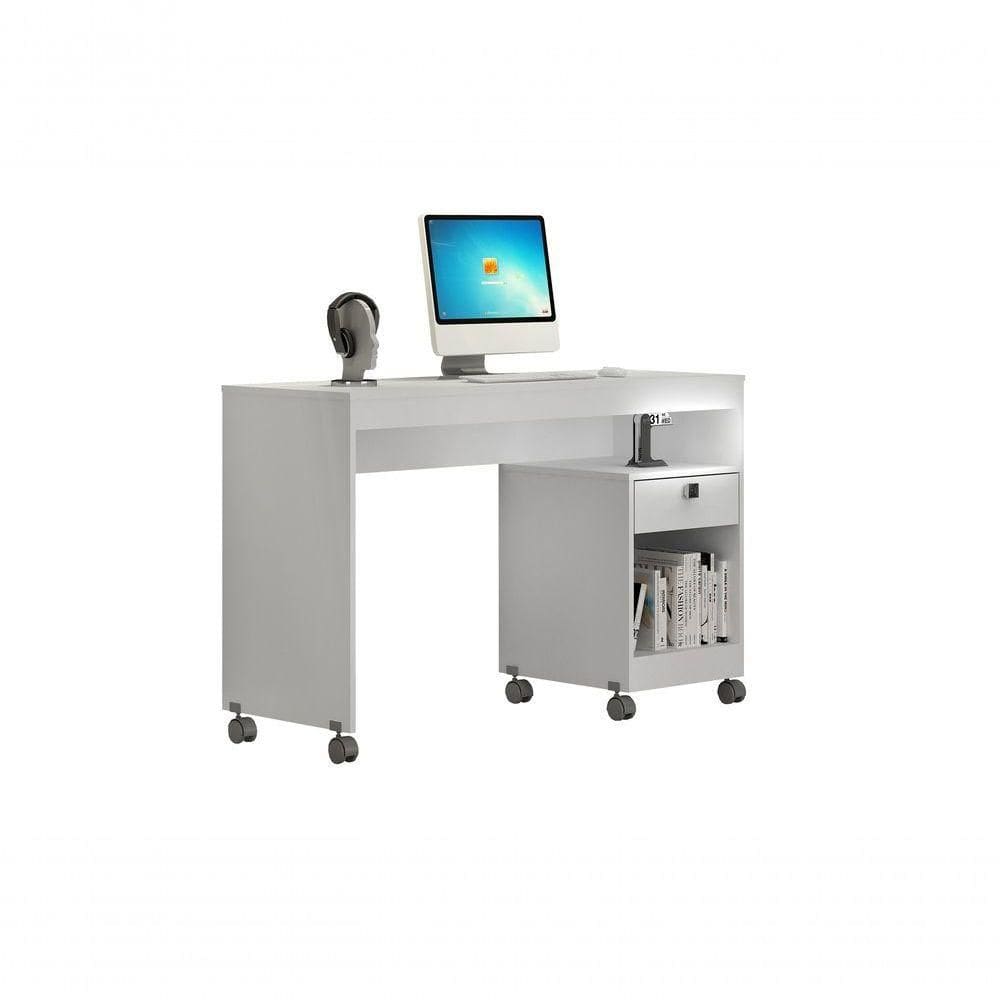 Mesa Para Computador 01 Gaveta Com Rodizio Giga Valdemoveis Branco