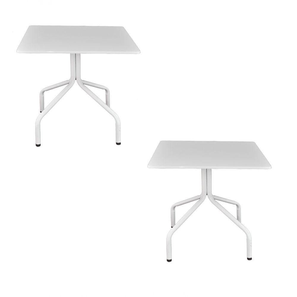 Kit 2 Mesas Moema 70x70 Branca Base Branca