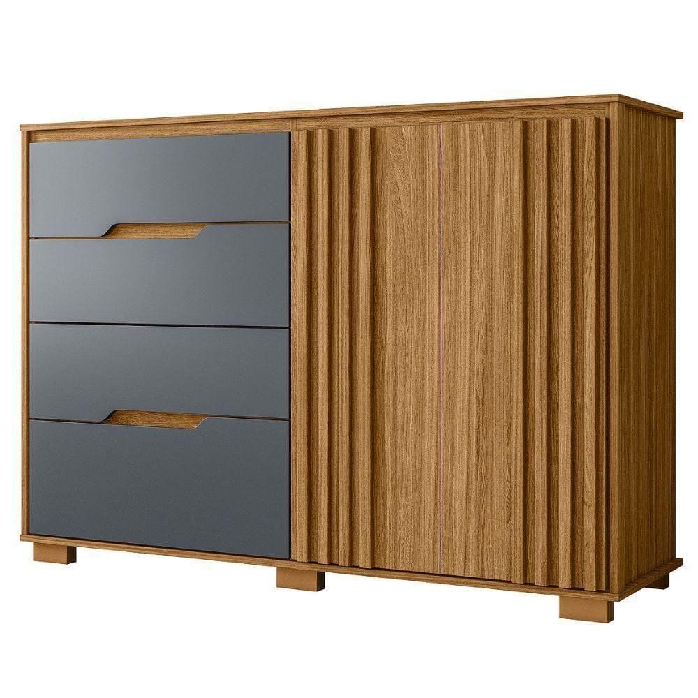 Comoda Texas 4 Gavetas 2 Portas 147 Cm Freijo Cinza Moval
