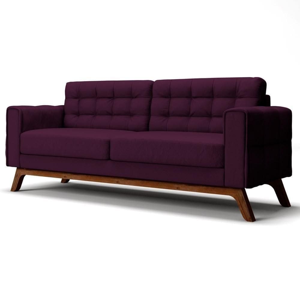 Sofá 180 Cm 3 Lugares Sandero C-292 Veludo Uva - Domi