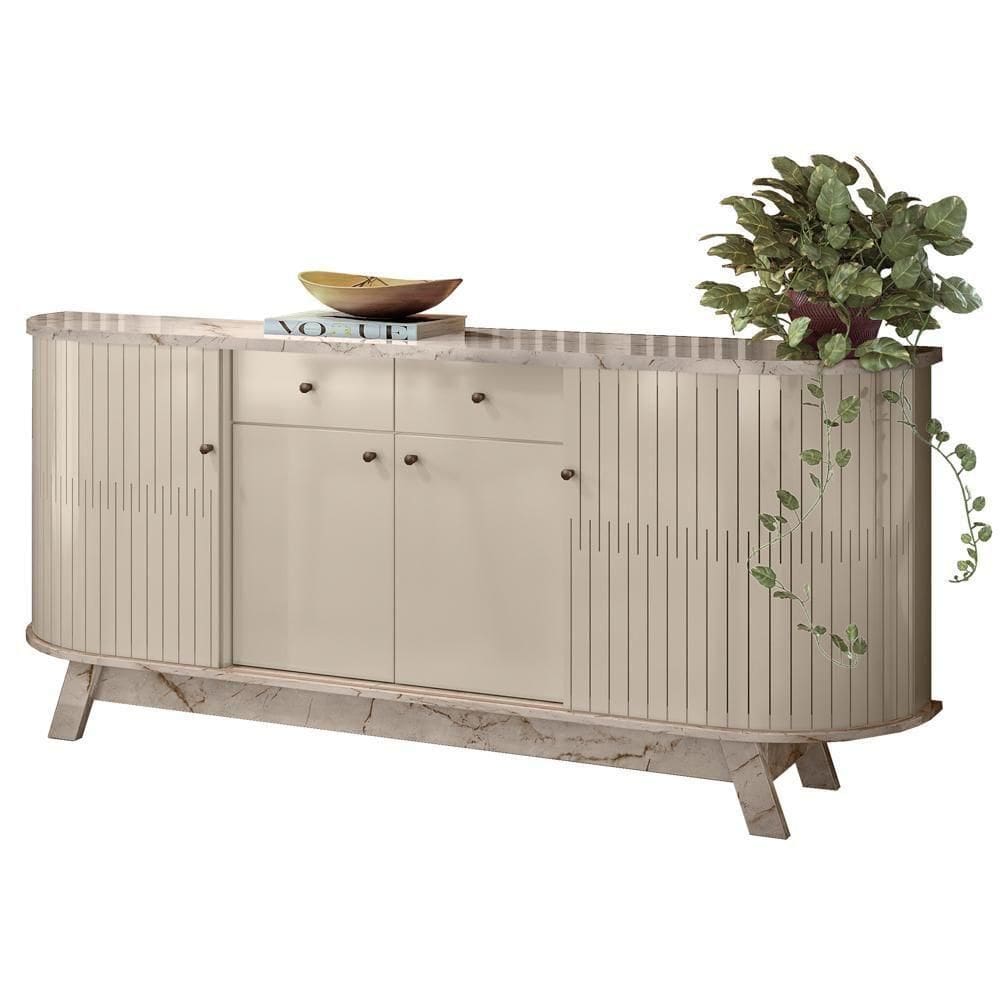 Balcão Buffet Para Sala De Jantar 183cm Mônica Z10 Calacata/off White - Mpozenato
