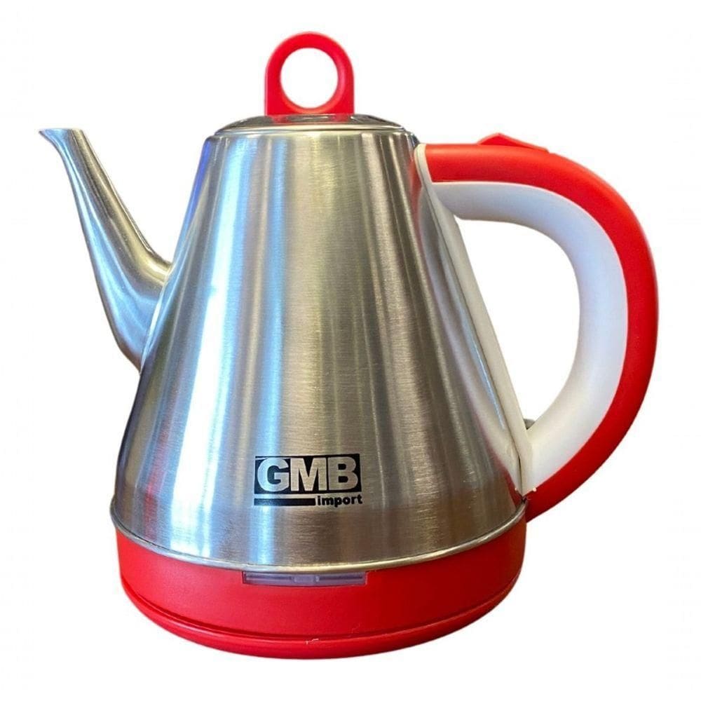Chaleira Tipo Bule Em Aço Inox Elétrica 1,5 Litros Vermelha 110V