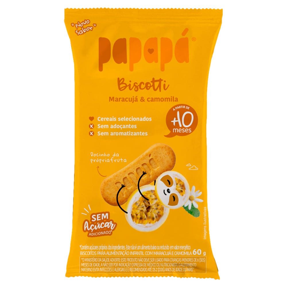 Biscoito Papapá Biscotti Sabor Maracujá e Camomila a Partir de 10 Meses 60g