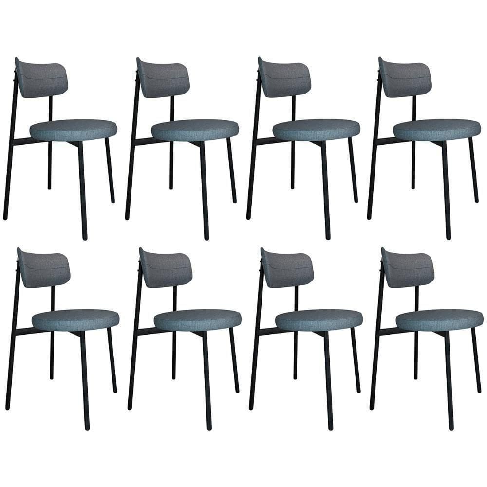 Cadeira De Jantar Estofada Kit 8 Nyka M25 Linho Cinza - Mpozenato