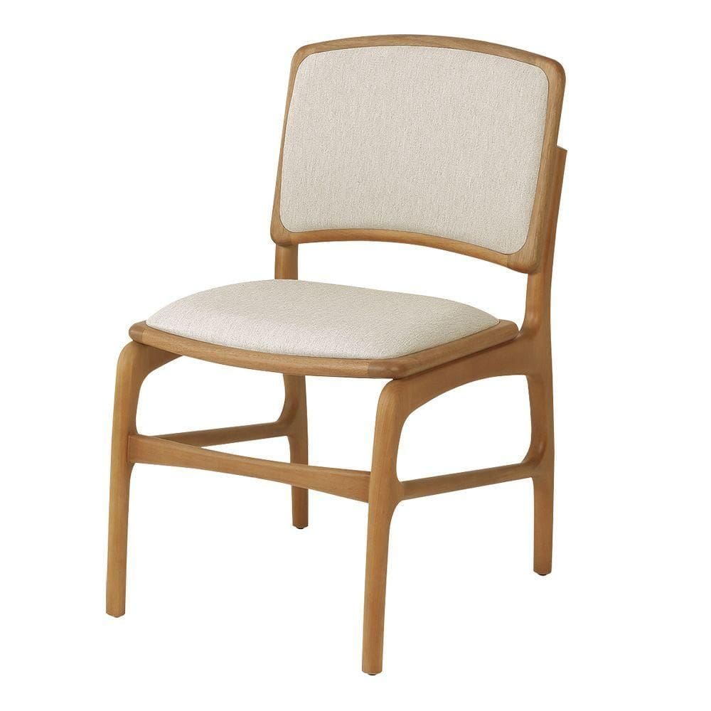 Cadeira Para Jantar Florença Madeira Jequitibá Natural Encosto E Assento Em Tecido Linho Bege