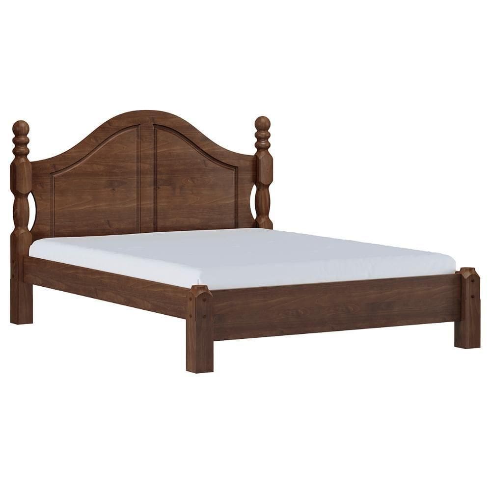Cama Casal Clássica Queen 160cm Pé Madeira Eduarda Café F07 - Mpozenato