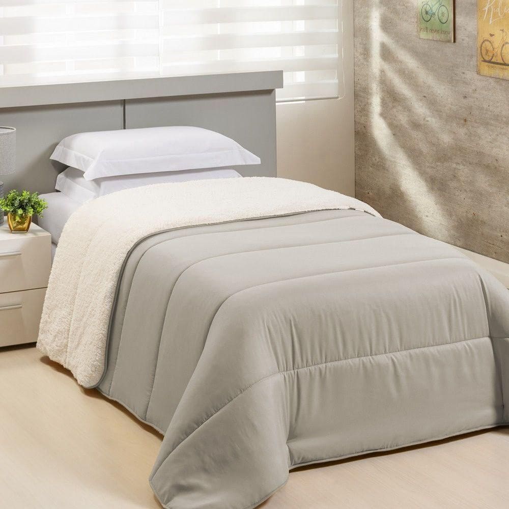 Coberdrom 1 Peça Solteiro Percal 200 Fios Com Sherpa Flupy 100% Poliéster - Avela