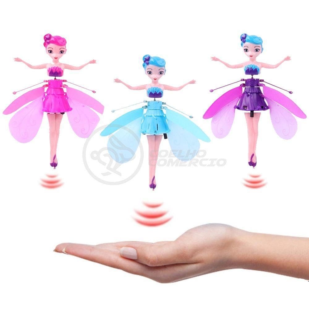 Boneco Princesa Aerocraft Fada Voadora Roxo 19Cm C/ Luz
